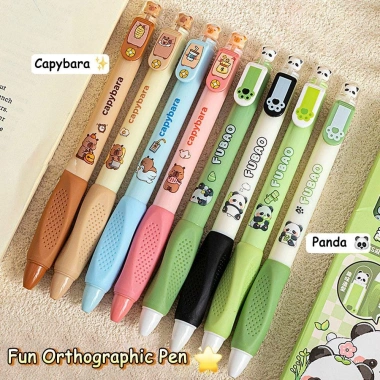 UUMIR 4 Bút Gel Capibara Panda Soft Grip Đen 0.5mm Khô Nhanh - Giá 71.940 VND