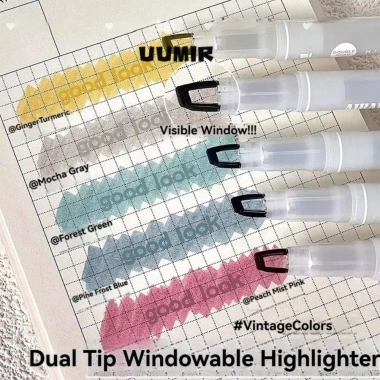 UUMIR 5 màu Highlighter Double Head Pastel, Bút Huỳnh Quang cho Sổ Lưu Niệm - Quà Học Sinh