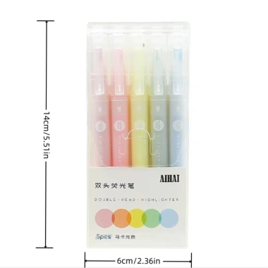 UUMIR 5 màu Highlighter Double Head Pastel, Bút Huỳnh Quang cho Sổ Lưu Niệm - Quà Học Sinh
