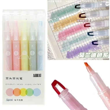 UUMIR 5 màu Highlighter Double Head Pastel, Bút Huỳnh Quang cho Sổ Lưu Niệm - Quà Học Sinh