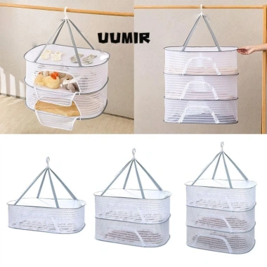 Uumir Máy Sấy Thảo Dược Gập 1-3 Lớp Lưới, Khóa Kéo, Treo Giá Phơi - Chỉ 81.000đ