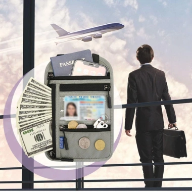 UUMIR Túi đựng hộ chiếu chặn RFID, dây đeo cổ điều chỉnh, đỡ thẻ nylon, chống trộm, chống thấm nước đa chức năng nam nữ 3