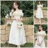 V416 RC404 Váy kem tafta xếp ngực siêu xinh – Trễ vai chảnh TH Hà Thanh, giá 479k 8