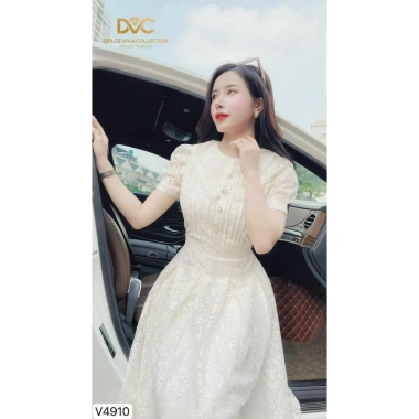 V4.910 Váy đầm kem ren xòe dài công sở – Dolce Viva, cổ voan nữ tính, chỉ 450.644₫ 5