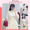 V5.254 Váy ren kem xòe dài tay tơ nữ tính - Dolce Viva Collection - Công sở 448k
