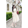 V5.254 Váy ren kem xòe dài tay tơ nữ tính - Dolce Viva Collection - Công sở 448k 6