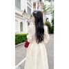V5.254 Váy ren kem xòe dài tay tơ nữ tính - Dolce Viva Collection - Công sở 448k 7