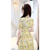 V5.701 Váy hoa nhí vàng dáng xòe dập ly nữ tính - Dolce Viva Colection - Đầm công sở voan 510k 9