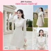 V633 RC698 Váy đầm kem dạ dáng A dài tay công sở TH HA LE ren cổ V nữ tính 494k