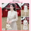 V633 RC698 Váy đầm kem dạ dáng A dài tay công sở TH HA LE ren cổ V nữ tính 494k 9