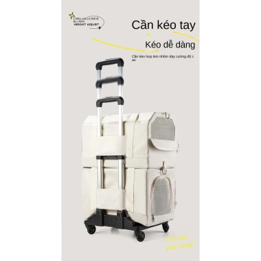 Va li xe đẩy 2 tầng cho thú cưng - Ba lô xách tay cho mèo & chó, giảm giá 20% chỉ 451.200₫ 7