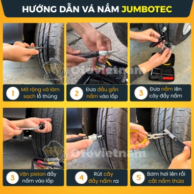 Vá Nấm Jumbotec không ruột + túi da - Vá lốp ô tô, xe máy, 545.000đ 4