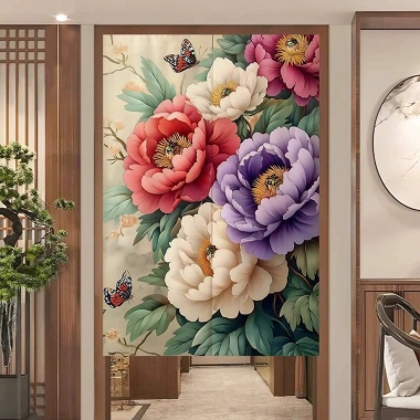 Vách Ngăn Rèm Cửa Hoa Lớn - Rèm Ngắn Vải Nửa Màn, Phù Hợp Nhà Bếp & Phòng Tắm - 185.600 VND
