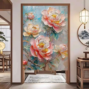 Vách Ngăn Rèm Cửa Hoa Lớn - Rèm Ngắn Vải Nửa Màn, Phù Hợp Nhà Bếp & Phòng Tắm - 185.600 VND