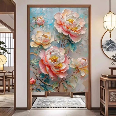 Vách Ngăn Rèm Cửa Hoa Lớn - Rèm Ngắn Vải Nửa Màn, Phù Hợp Nhà Bếp & Phòng Tắm - 185.600 VND