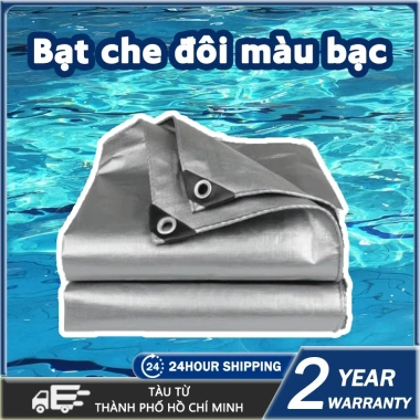 Vải Bạt Che Nắng Màu Bạc Chống Thấm Nước - May Viền Đóng Khoen Sẵn Giá Tốt 2 Vải Bạt Che Nắng Màu Bạc Chống Thấm Nước - May Viền Đóng Khoen Sẵn Giá Tốt 2