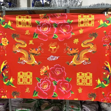 Vải con công đa năng: phông nền, rèm Noel, vải lụa đỏ, nhung đỏ, trải bàn - Nhiều kích thước K1, giá chỉ 60.000₫ (giá gốc 78.000₫) 3