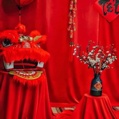 Vải con công đa năng: phông nền, rèm Noel, vải lụa đỏ, nhung đỏ, trải bàn - Nhiều kích thước K1, giá chỉ 60.000₫ (giá gốc 78.000₫) 8