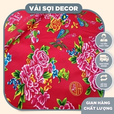 Vải Con Công Triện Đỏ Vintage - Trải Bàn và Decor Phông Nền Chụp Ảnh Tết Ưu Đãi 44.500₫