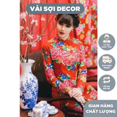Vải Con Công Triện Đỏ Vintage - Trải Bàn và Decor Phông Nền Chụp Ảnh Tết Ưu Đãi 44.500₫ 3