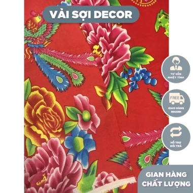 Vải Con Công Triện Đỏ Vintage - Trải Bàn và Decor Phông Nền Chụp Ảnh Tết Ưu Đãi 44.500₫ 4