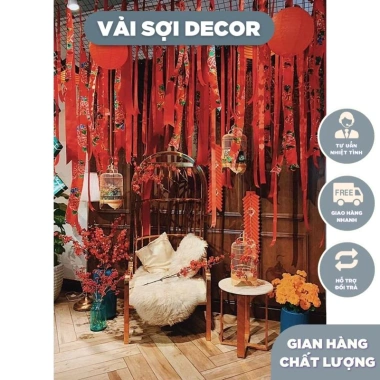 Vải Con Công Triện Đỏ Vintage - Trải Bàn và Decor Phông Nền Chụp Ảnh Tết Ưu Đãi 44.500₫ 5