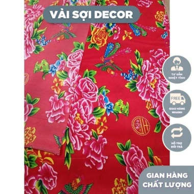Vải Con Công Triện Đỏ Vintage - Trải Bàn và Decor Phông Nền Chụp Ảnh Tết Ưu Đãi 44.500₫ 8