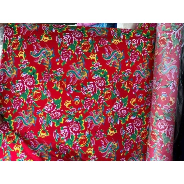 Vải lụa Nhật hoa công phượng khổ ngang 1.5m, co dãn mềm mịn, trang trí Tết, giá 62.000đ