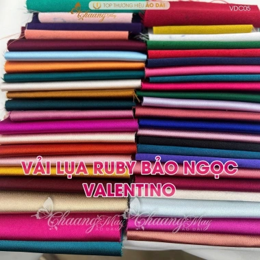 Vải lụa Ruby Bảo Ngọc Valentino - mềm mịn, dày dặn, thích hợp quần áo dài, yếm, váy đầm cách tân - 160.000₫