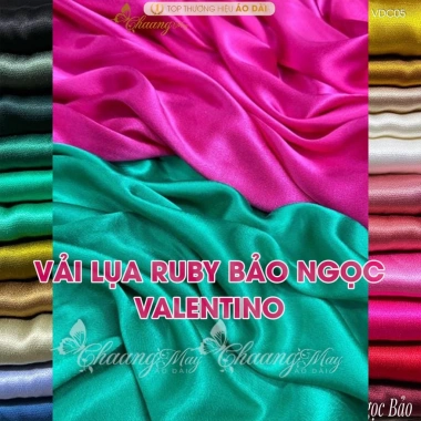 Vải lụa Ruby Bảo Ngọc Valentino - mềm mịn, dày dặn, thích hợp quần áo dài, yếm, váy đầm cách tân - 160.000₫