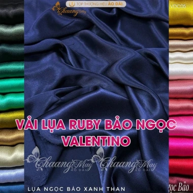 Vải lụa Ruby Bảo Ngọc Valentino - mềm mịn, dày dặn, thích hợp quần áo dài, yếm, váy đầm cách tân - 160.000₫
