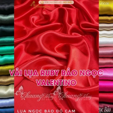 Vải lụa Ruby Bảo Ngọc Valentino - mềm mịn, dày dặn, thích hợp quần áo dài, yếm, váy đầm cách tân - 160.000₫