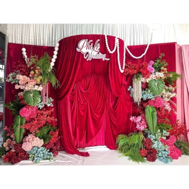 Vải nhung decor phông nền Noel, nơ khổng lồ & vải con công đỏ xanh Tết – 75.000đ
