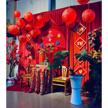 Vải nhung decor phông nền Noel, nơ khổng lồ & vải con công đỏ xanh Tết – 75.000đ