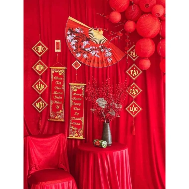 Vải nhung đỏ 60x, phông nền, rèm, nơ Noel, châu nhung trang trí Tết – 60.000