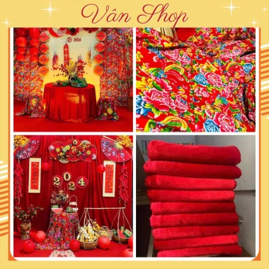 Vải Nhung Đỏ Con Công - Phông Nền Trang Trí Tết Trung Thu Miu Party Ưu Đãi 88.350đ