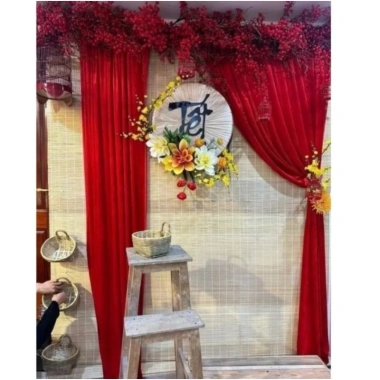 Vải nhung đỏ sang trọng - Phông nền Tết và rèm trang trí, giảm còn 109.000₫ 2