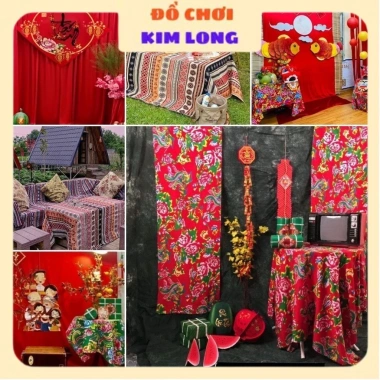 Vải nhung hoa con công rồng phùng 1m x 1.6m - Phông nền chụp ảnh, trải bàn, may quần áo, trang trí Tết cổ xưa, giảm giá 60.000đ