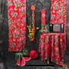 Vải trang trí Tinh Hoa Việt đỏ tươi - Đồ bàn, rèm nhung Trung Thu, Tết, 86k 8