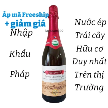 VALDE FRANCE Nước Ép Trái Cây Hữu Cơ Có Gas Hương Lựu 750ml Pháp - 179.999₫