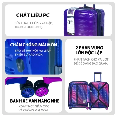 Vali đa năng bánh xe 4 bánh, im lặng, mật khẩu, lên máy bay - Giá chỉ 359.000 VNĐ
