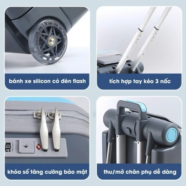 Vali du lịch 20 inch B226 - Xe đẩy kéo cho bé, ngồi tự chơi an toàn, tháo rời tiện lợi, tặng đai 9 Vali du lịch 20 inch B226 - Xe đẩy kéo cho bé, ngồi tự chơi an toàn, tháo rời tiện lợi, tặng đai 9