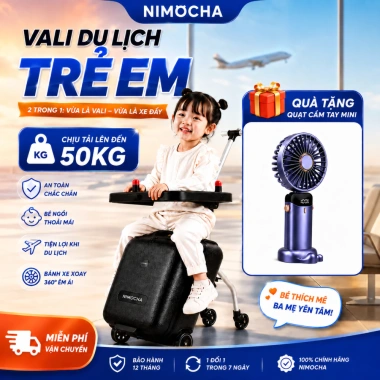 Vali du lịch bé ngồi sân bay, valy xe kéo có ghế khóa, giá ưu đãi 2.25 triệu