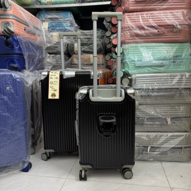 Vali Kéo Du Lịch Ốp Góc Đen Trơn Size 20/24 ABS/PC Kèm Khay Đựng Ly - Giá Ưu Đãi 287k