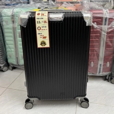 Vali Kéo Du Lịch Ốp Góc Đen Trơn Size 20/24 ABS/PC Kèm Khay Đựng Ly - Giá Ưu Đãi 287k
