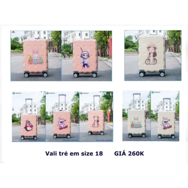 Vali kéo du lịch trẻ em 18-20 inch nhựa PC+ABS cứng cáp, khoá số, họa tiết hoạt hình Journey – 440.000 VND