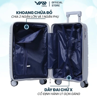 Vali Kéo Du Lịch VALINY VNY06 2 Size 20-24inch Nhựa PP Dẻo Bảo Hành Trọn Đời
