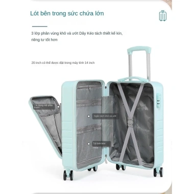Vali kéo mở nắp trước 20-24 inch mật mã, xoay 360, tách khô ướt, dung lượng lớn - Giá 957.000 6 Vali kéo mở nắp trước 20-24 inch mật mã, xoay 360, tách khô ướt, dung lượng lớn - Giá 957.000 6
