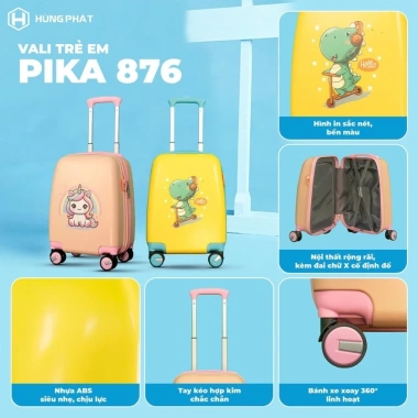 Vali kéo nhựa Hùng Phát Pika 876 - Đáng yêu, khoang rộng, 360 độ, bền chắc, phù hợp cho bé - 546k 3 Vali kéo nhựa Hùng Phát Pika 876 - Đáng yêu, khoang rộng, 360 độ, bền chắc, phù hợp cho bé - 546k 3