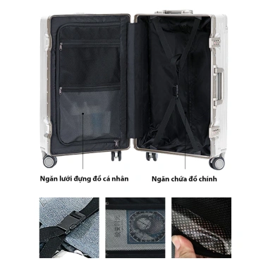 Vali khoá sập 24 inch TRESETTE nhôm kèm ổ sạc móc treo đồ nhập khẩu Hàn Quốc 6